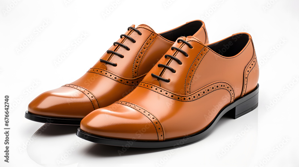 brown leather Dress shoes isolated on white background