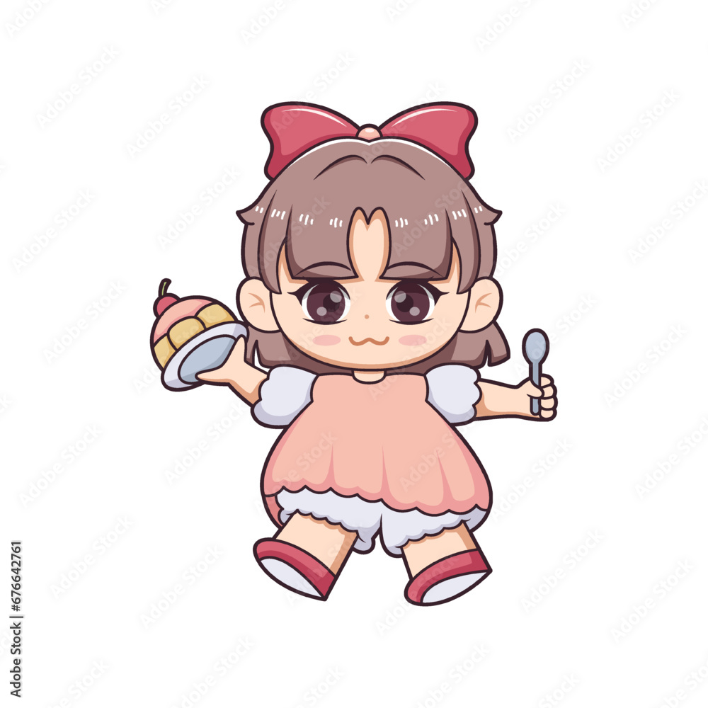 Naklejka premium Chibi Anime Character Design Illustration