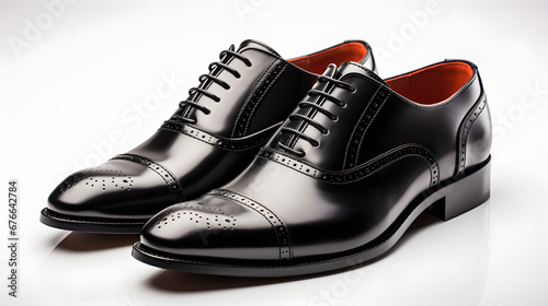 black leather Dress shoes isolated on white background