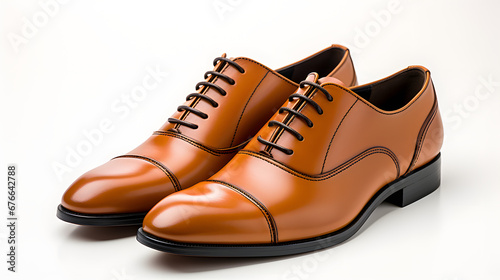 brown leather Dress shoes isolated on white background