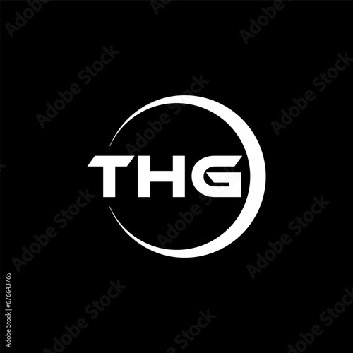 THG letter logo design with black background in illustrator, cube logo, vector logo, modern alphabet font overlap style. calligraphy designs for logo, Poster, Invitation, etc.