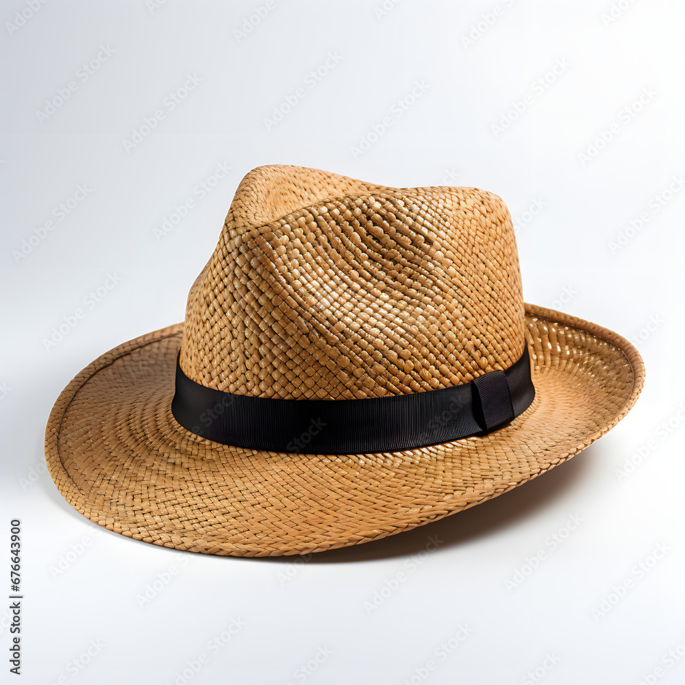 light color Panama hat isolated on white