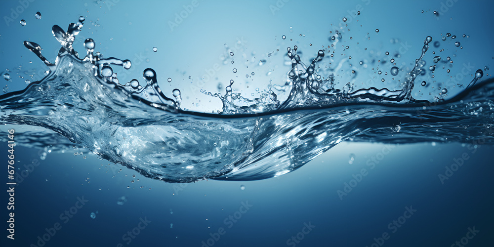 Water splash with bubbles and water droplets ,Water splash with bubbles and water droplets , water background with waves and drop falling with generative ai


