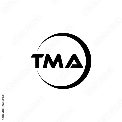 TMA letter logo design with white background in illustrator, cube logo, vector logo, modern alphabet font overlap style. calligraphy designs for logo, Poster, Invitation, etc. photo