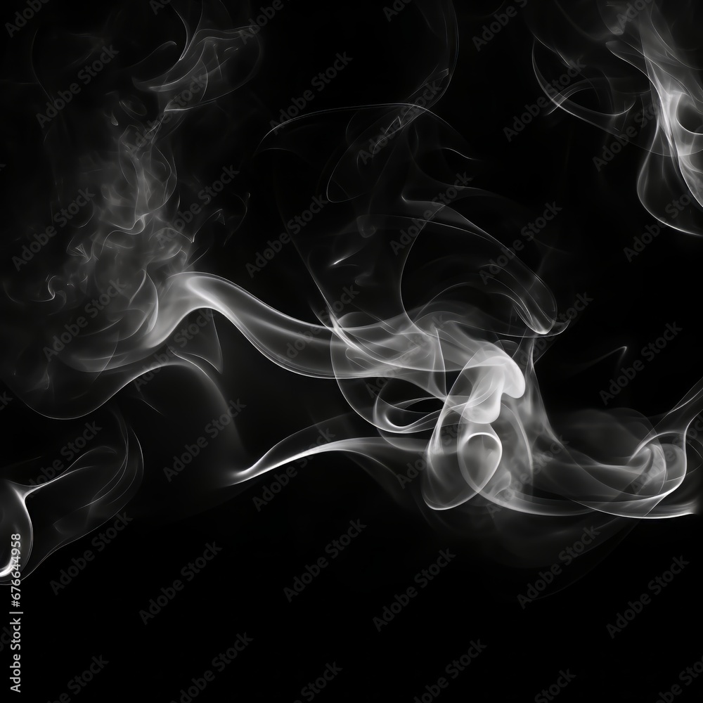 Obraz premium Movement of smoke,white smoke on black background