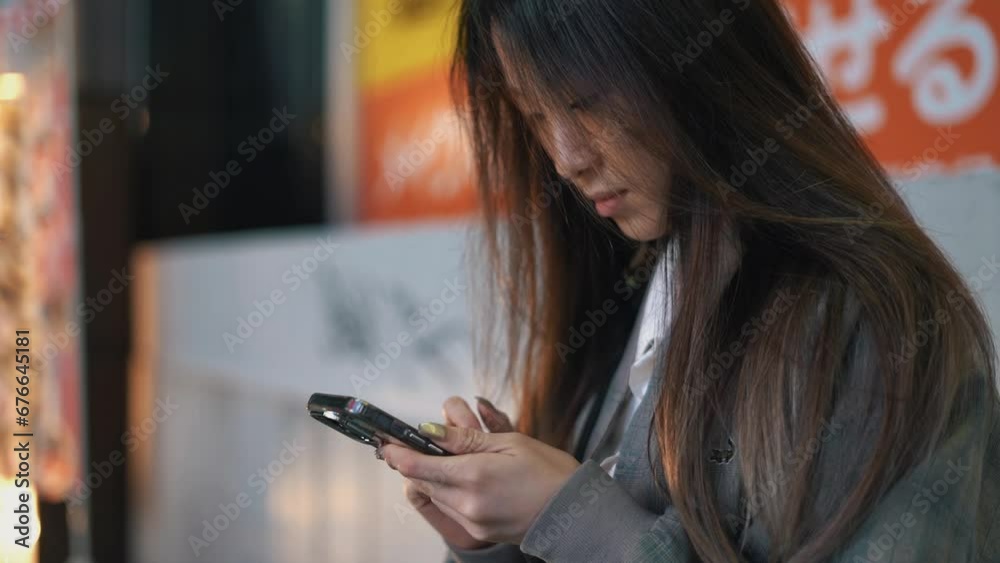 Young Woman Browsing on Smartphone in City Young Woman Browsing on Smartphone in City