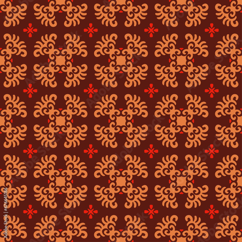 Decorative Asian Folk Seamless Pattern. Ornament of Asian Nomads style: Kyrgyz, Kazakhs, Bashkirs, Tatars, Yakut, Mongols. Ethnic Vector Illustration for Paper Products, Textiles.