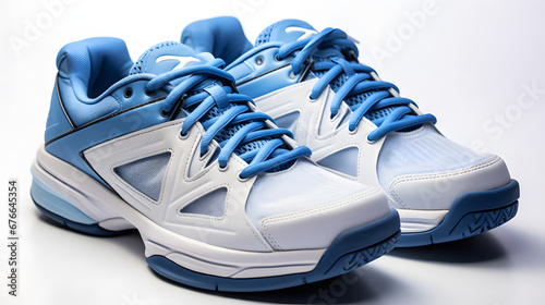 blue tennis shoes isolated on white background