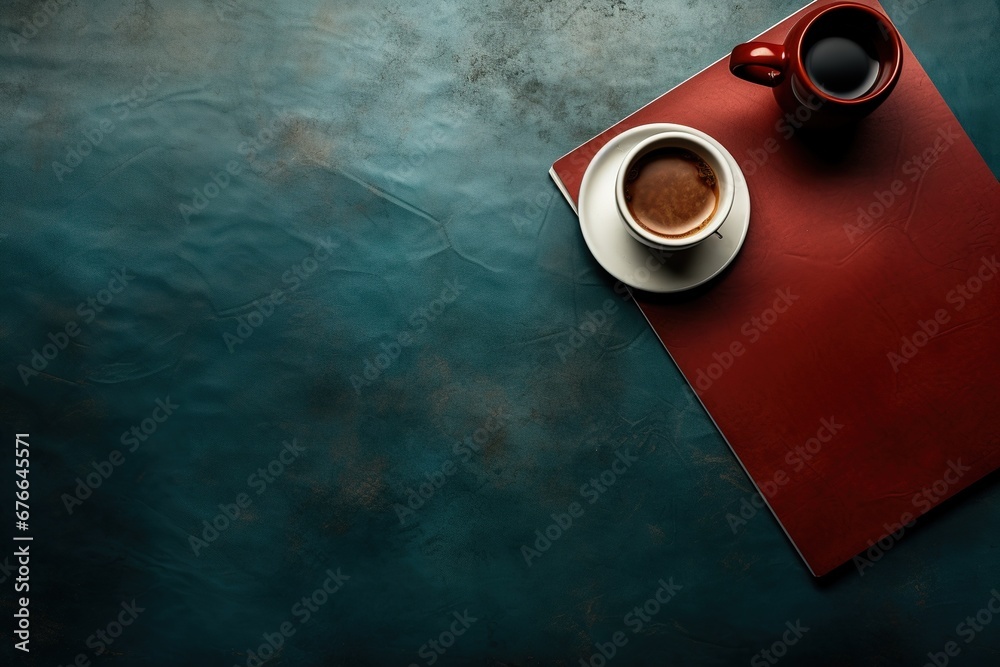 mockup, notebook, coffee cup, wooden desk, generative ai. mockup, notebook, coffee cup, wooden desk, generative ai.