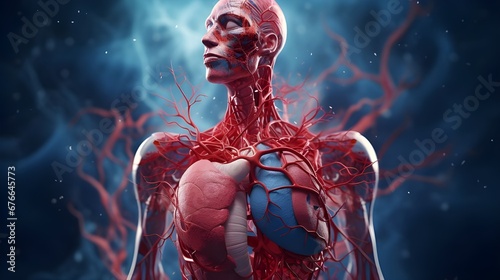 Structure of internal organs in humans suffering from heart disease and lung disease.