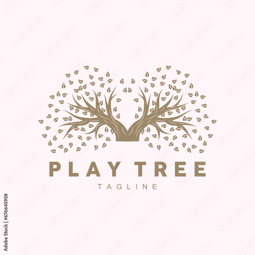 Obraz premium Tree Logo, Educational Tree Playground Design Simple Illustration Template