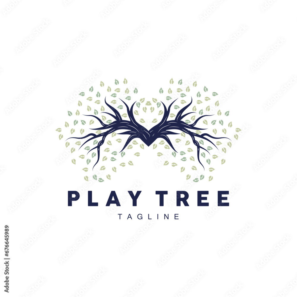 Obraz premium Tree Logo, Educational Tree Playground Design Simple Illustration Template