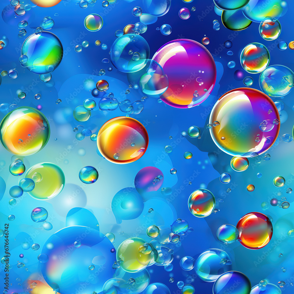 Bubbles in liquid colorful repeat pattern