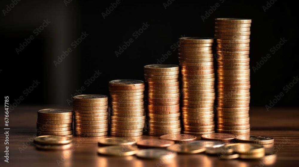 Coins money saving. Stock funding or money saving graph with coins. Background for business ideas and design. Chart for financial investment concept. Coins money saving. Stock funding or money saving graph with coins. Background for business ideas and design. Chart for financial investment concept.