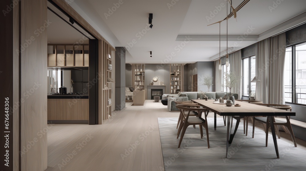 Architecture__Interior_refined_spaces_beautiful_kitchen and living room, generated AI