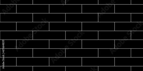 Black brick wall background texture. White background solid wall brick. seamless square brick blank pattern.