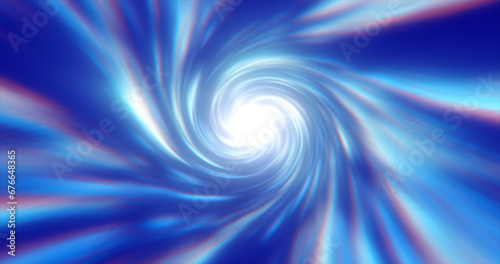 Abstract energy blue tunnel twisted swirl of cosmic hyperspace magical bright glowing futuristic hi-tech with blur and speed effect background © Bolbik