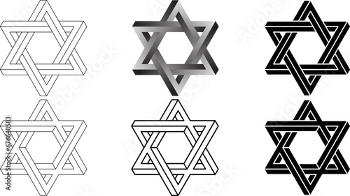 Star of david optical illusion symbol set
