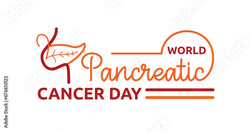World Pancreatic Cancer Day handwritten text illustration. Celebrated every year in November. Disease in which malignant cells form in the tissues of the pancreas. Vector illustration. 