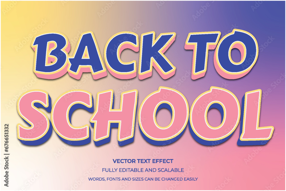 Awesome Editable text effect - Back To School 3d modern style Premium Vector design Awesome Editable text effect - Back To School 3d modern style Premium Vector design