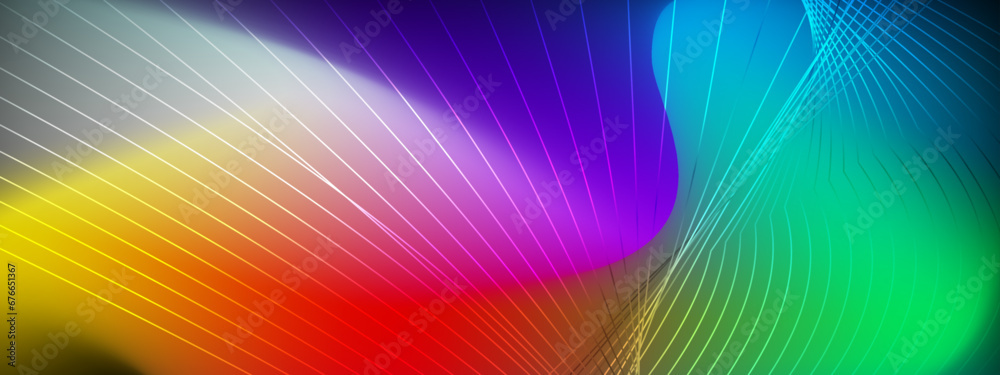 Blurred colored abstract background. Smooth transitions of iridescent colors with white lines in top. Blurred colored abstract background. Smooth transitions of iridescent colors with white lines in top.
