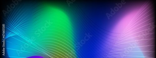 Blurred colored abstract background. Smooth transitions of iridescent colors with white lines in top.