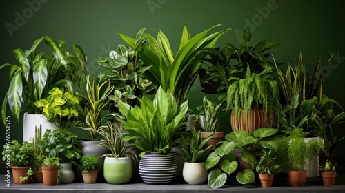Lush green leaves. Vibrant burst of nature's beauty. Decorate indoor spaces. National houseplant appreciation day concept.