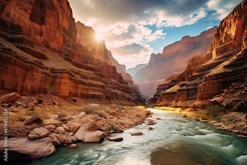 A beautiful canyon landscape for wallpaper, background and zoom meeting background © grey
