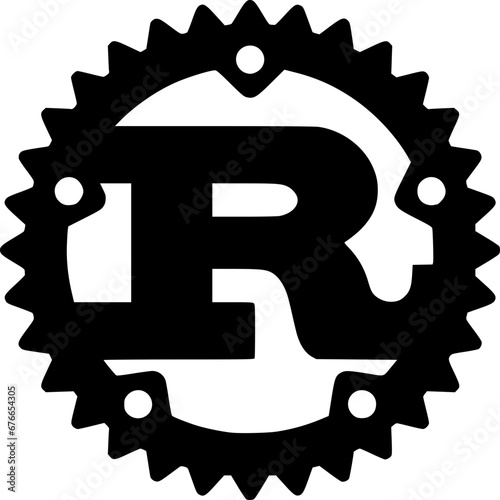 Rust programming language logo in a machine format