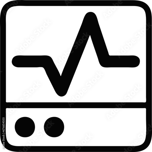 Black and white icon of a heartbeat