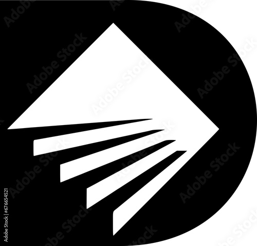 White Arrow Pointing Right in Black Circle | Simple and Modern Logo
