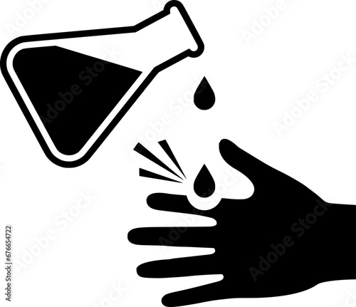 Black and White Silhouette of a Hand and a Bottle with acid