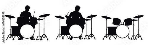 Man playing drum silhouette,  male drummer holding drumsticks up, drummer silhouette