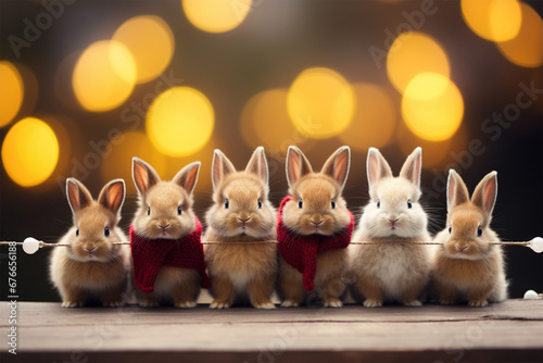 Arrangement of cute bunnies with a Christmas feel © Yoshimura