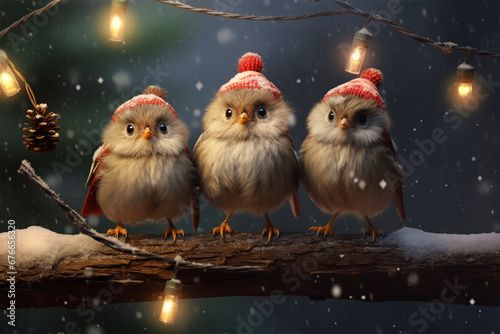 cute bird arrangement with a Christmas feel © Yoshimura