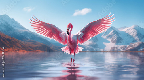 flamingo in flight