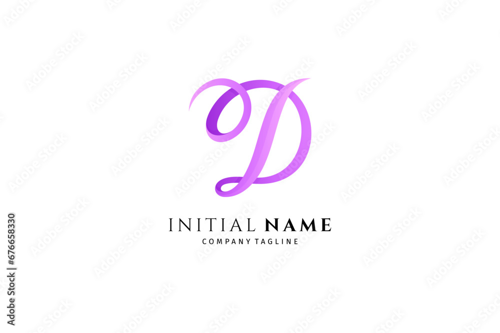 D simple initial signature logo. Handwriting logo template vector