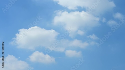 Timelapse of beautiful blue sky and white cloud with 4k resolution. The environment in the natural world.