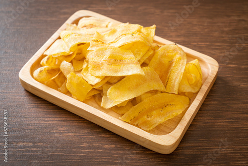 Banana Chips - fried or baked sliced banana photo