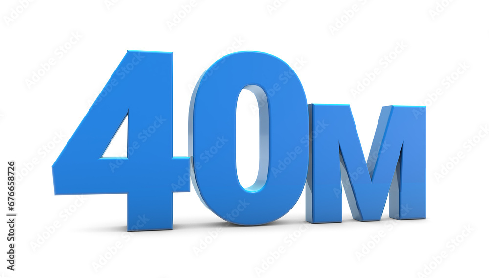 40M sign isolated on transparent background. Thank you for 40M followers 3D. 3D rendering 40M sign isolated on transparent background. Thank you for 40M followers 3D. 3D rendering