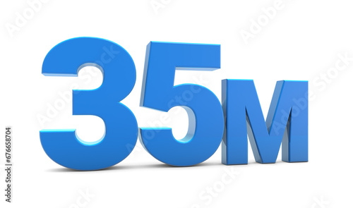 35M sign isolated on transparent background. Thank you for 35M followers 3D. 3D rendering	 photo