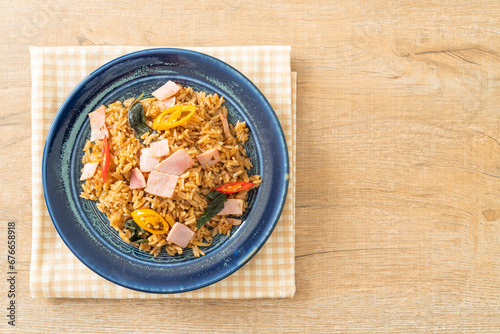 ham fried rice with herbs and spices