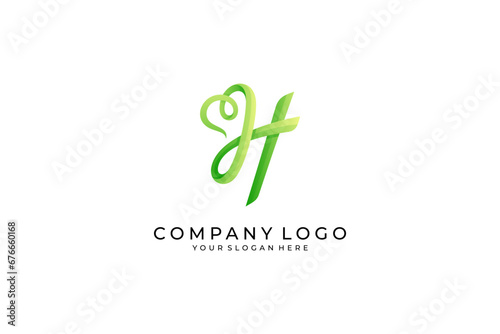 H logo with heart shape