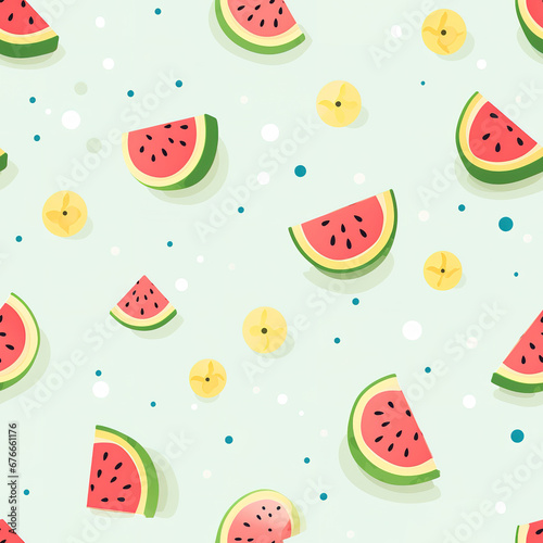 Watermelons repeat pattern, colorful juicy fruit tile