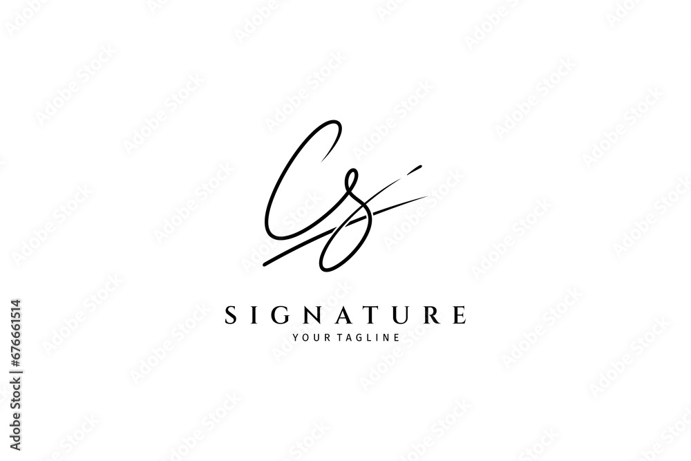 CS initial signature logo template.