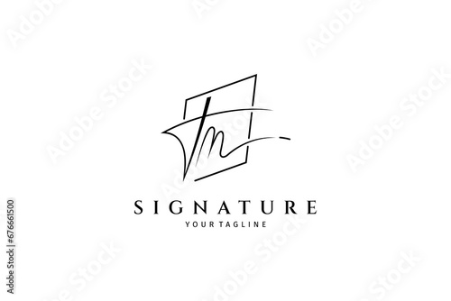 T M TM letter monogram handwriting or signature logo