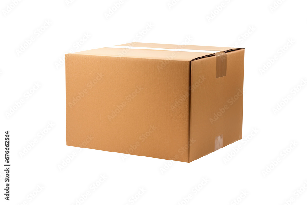 Cardboard box isolated on white background with clipping path