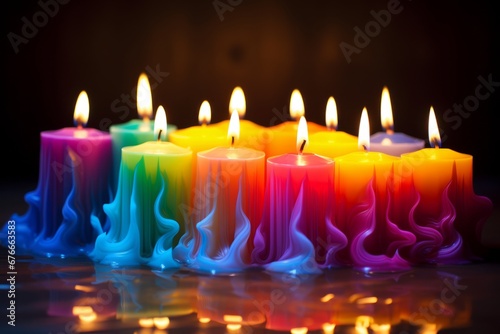 Burning Rainbow Color Candles HomemadeGenerative Ai