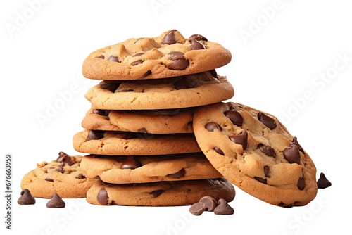 Chocolate Chip Cookies stack isolated on white background