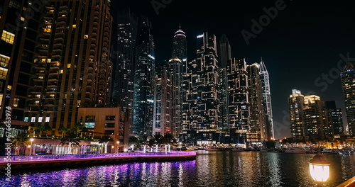 Night trip of Dubai Marina is a district in Dubai, United Arab Emirates.